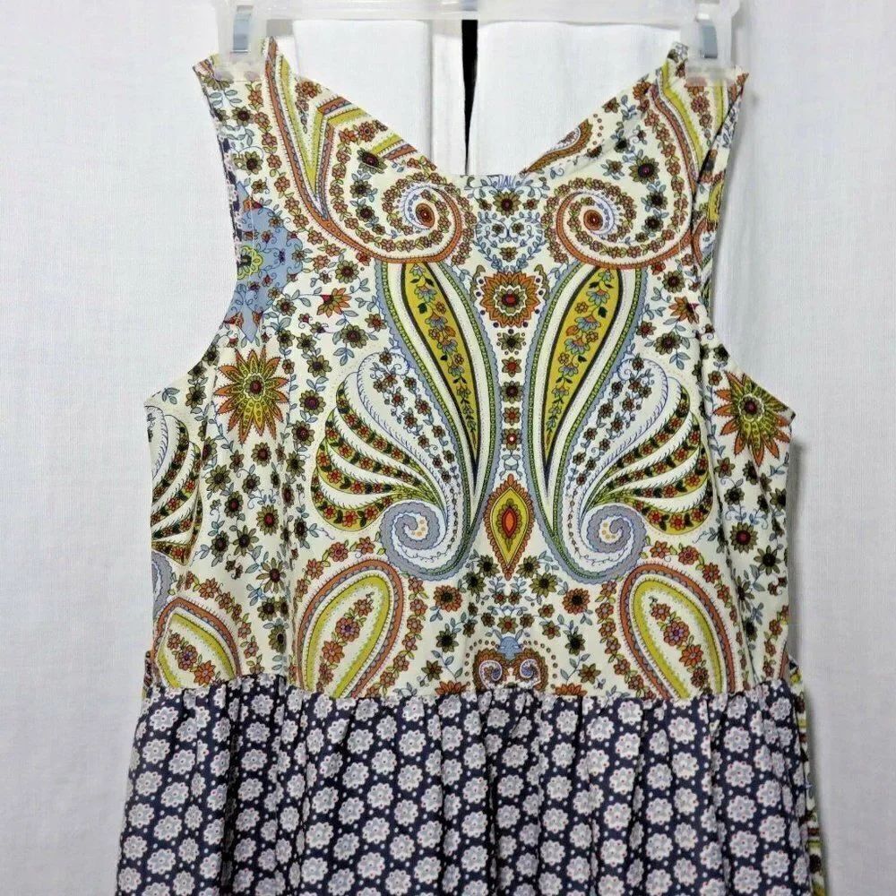 Band of Gypsies XS White Blue Orange Yellow Floral Boho Festival Dress